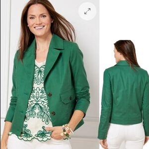 Talbots Cropped Blazer Jacket Kelly Green